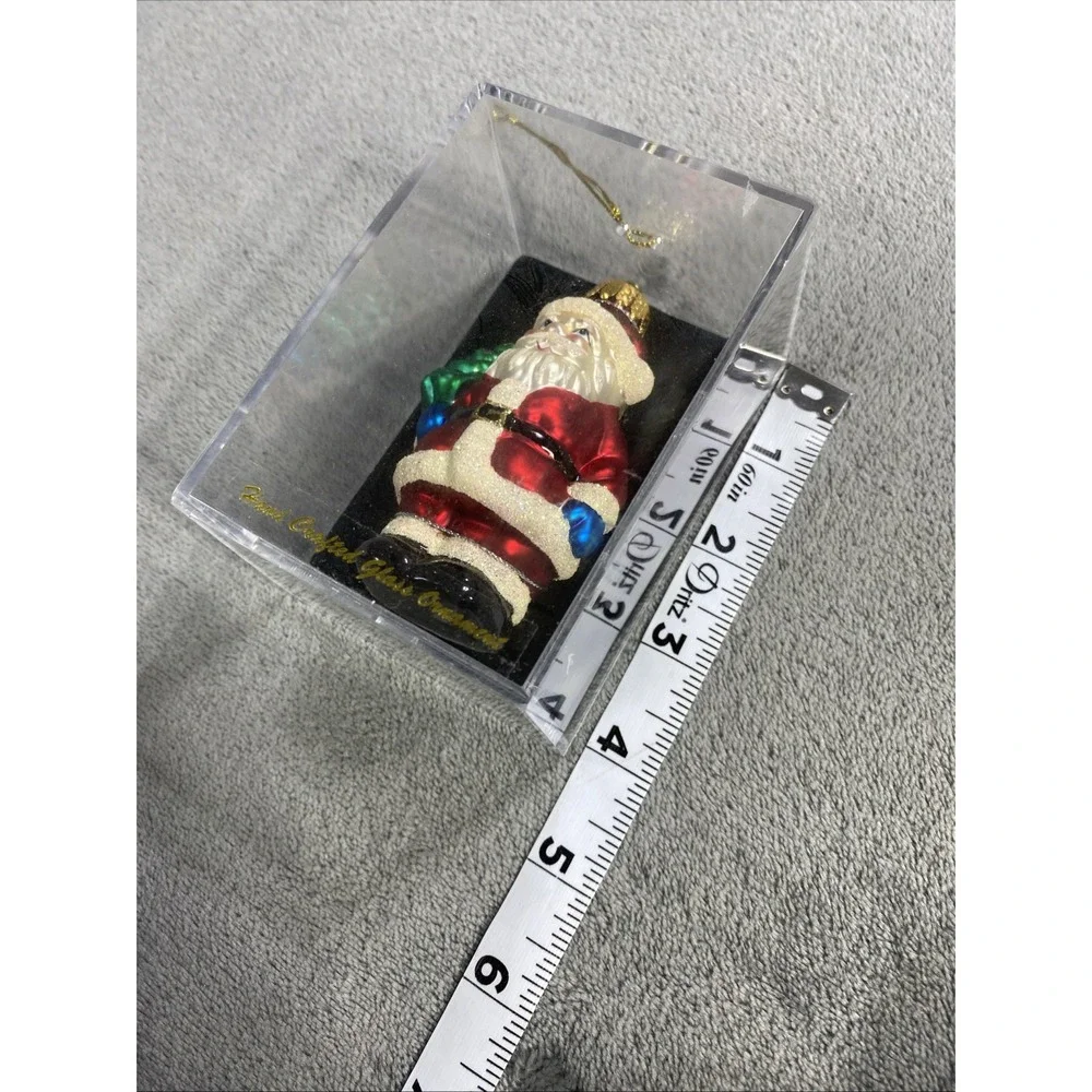 Vintage Target Brand Glass‎ Christmas Ornament 2002 Santa Clause Hand Crafted 4